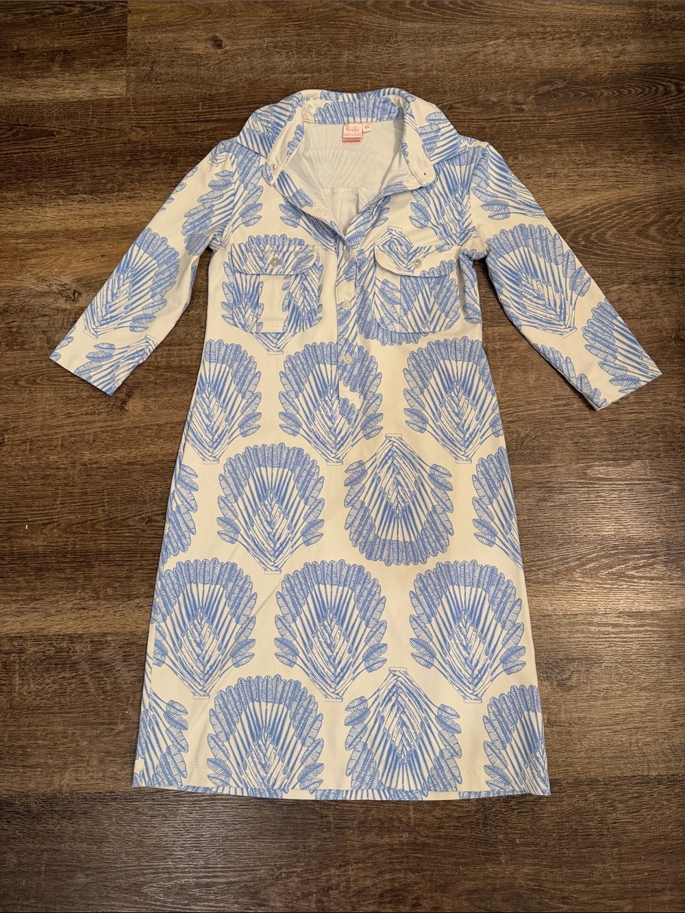 Women's Blue Shell Print Mini Dress